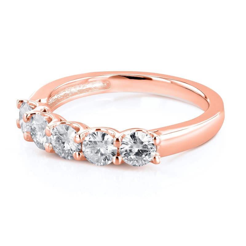 Annello by Kobelli 14k Rose Gold 4/5ct TGW Round Moissanite Wedding Band (DEF/VS)