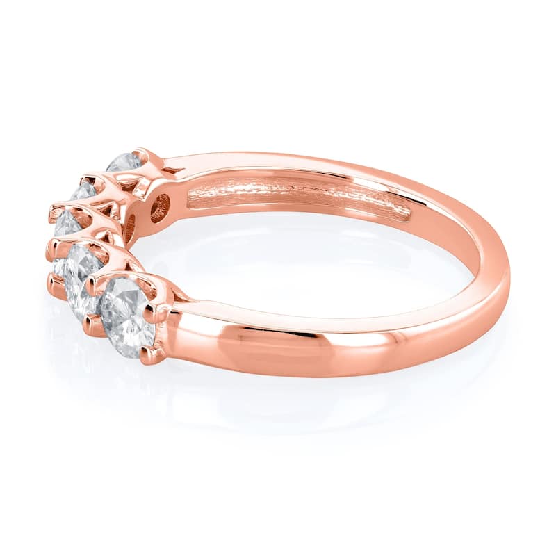 Annello by Kobelli 14k Rose Gold 4/5ct TGW Round Moissanite Wedding Band (DEF/VS)