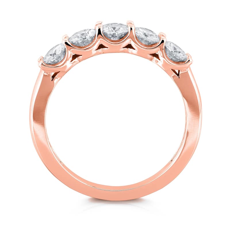 Annello by Kobelli 14k Rose Gold 4/5ct TGW Round Moissanite Wedding Band (DEF/VS)