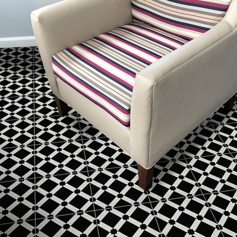 Handmade Ait Baha in Black and White Tile, Pack of 12 (Morocco)