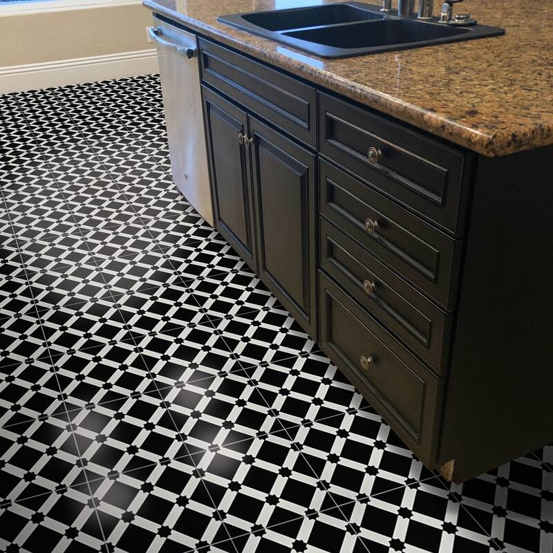 Handmade Ait Baha in Black and White Tile, Pack of 12 (Morocco)