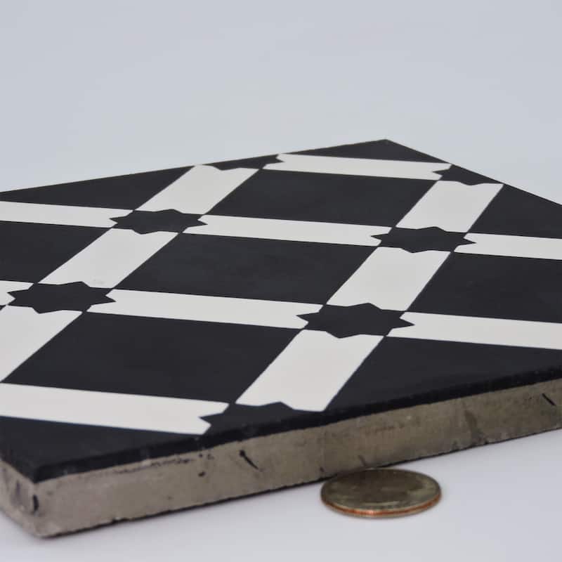 Handmade Ait Baha in Black and White Tile, Pack of 12 (Morocco)