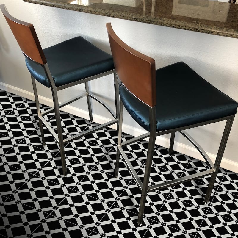 Handmade Ait Baha in Black and White Tile, Pack of 12 (Morocco)