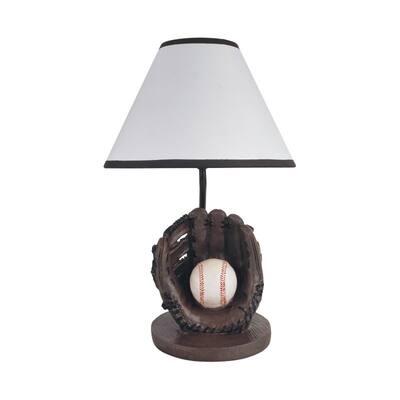 Q-Max Baseball 15.75" H Table Lamp, Brown
