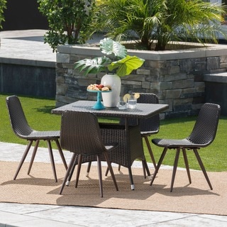 Harper Outdoor 5-Piece Square Wicker Dining Set by Christopher Knight Home