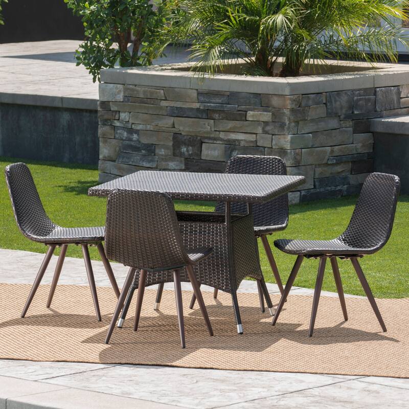 Harper Outdoor 5-Piece Square Wicker Dining Set by Christopher Knight Home