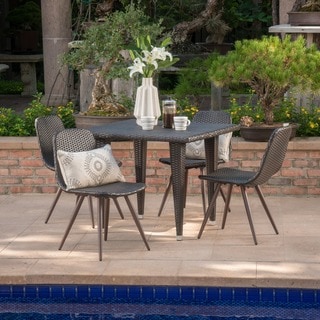 Tongass Outdoor 5-Piece Square Wicker Dining Set by Christopher Knight Home