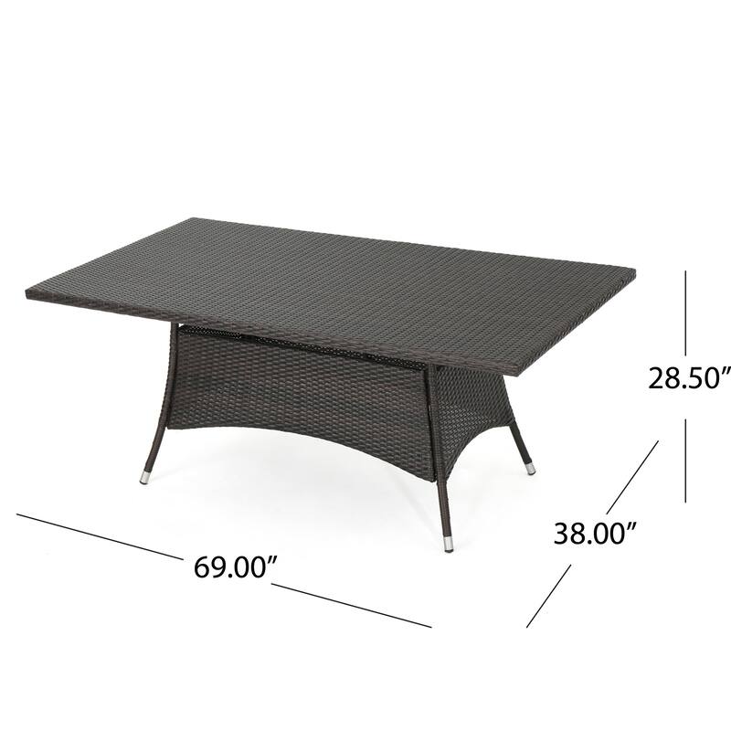 Ezra Outdoor 7-Piece Rectangle Wicker Dining Set by Christopher Knight Home