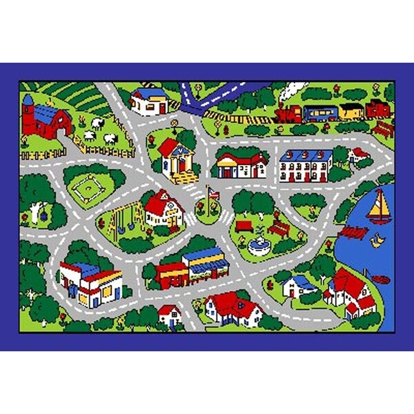 SINTECHNO SA-STGREY57 Kids Street Map Blue/Gray Area Rug - Grey - 5' x 8'