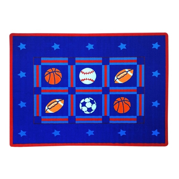 SINTECHNO SA-SPORTS57 Kids Sports Area Rug - Blue - 5' x 8'