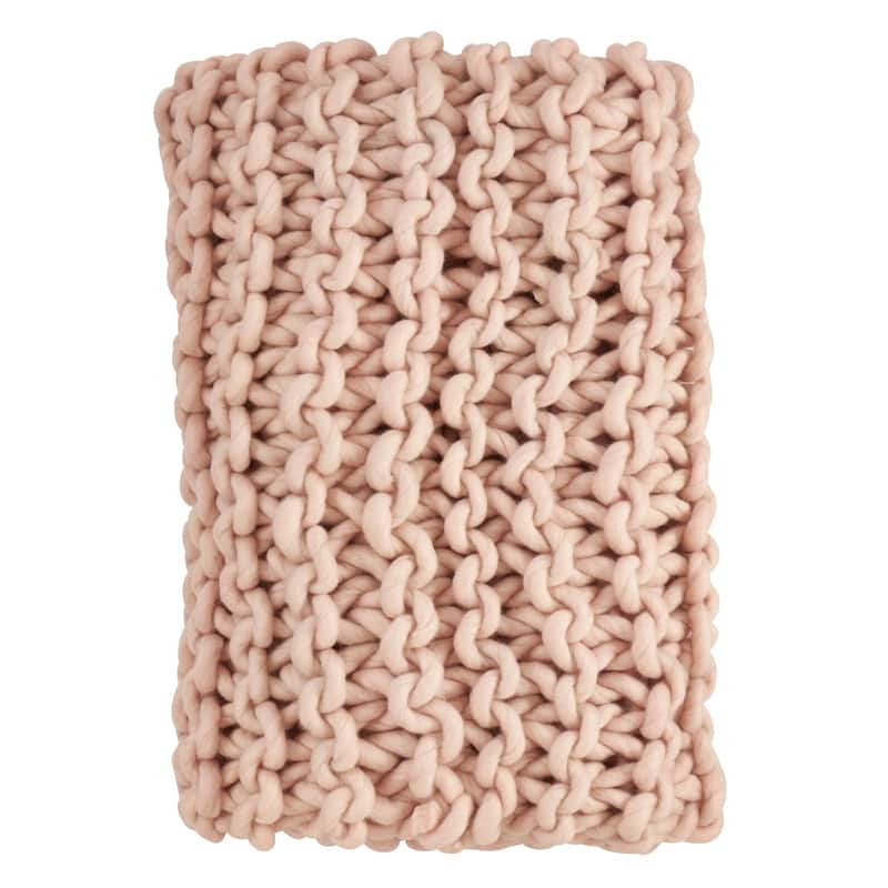 Chunky Cable Knit Premium 100% Wool Throw Blanket
