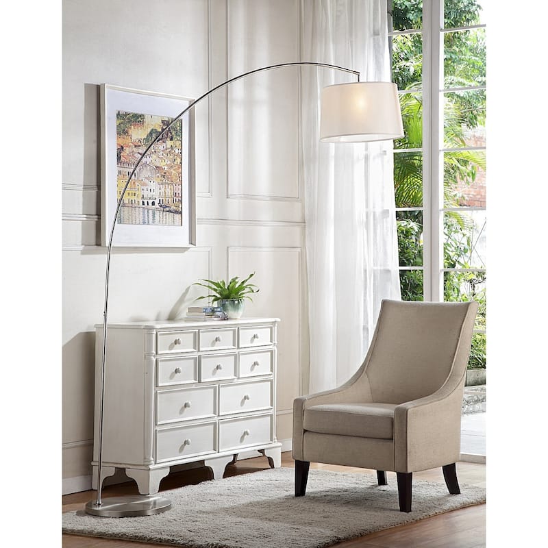 Ore International Oma Collection Brushed Nickel Arch Floor Lamp