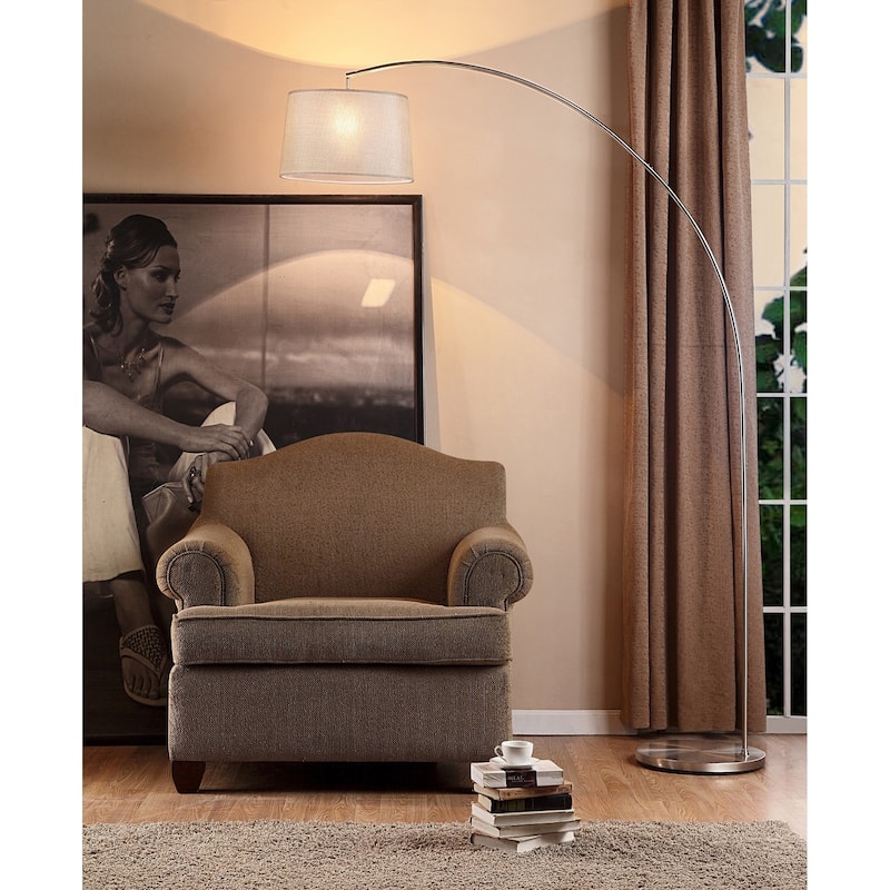 Ore International Oma Collection Brushed Nickel Arch Floor Lamp