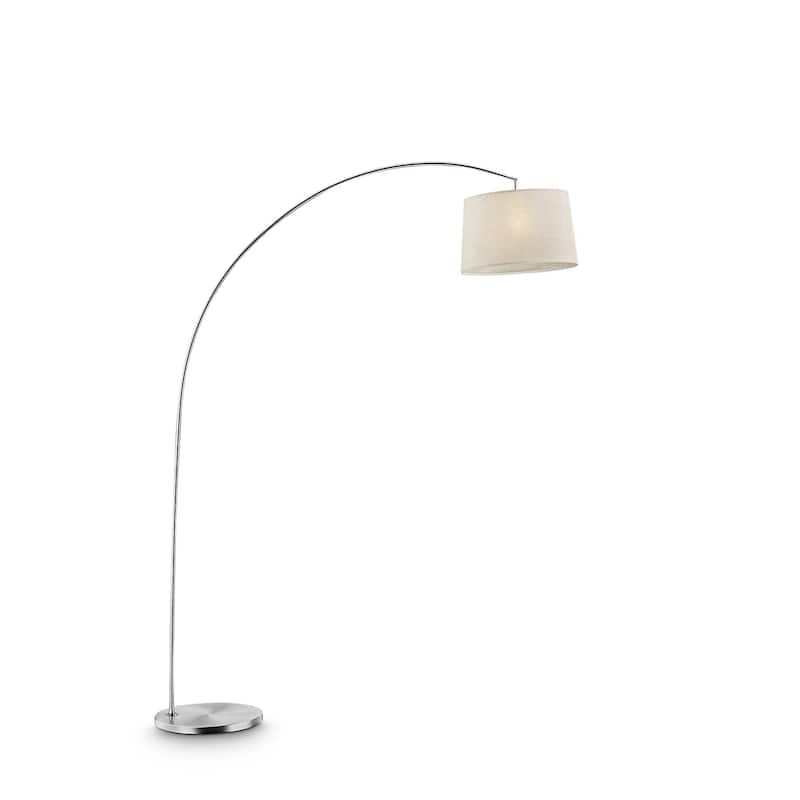 Ore International Oma Collection Brushed Nickel Arch Floor Lamp - Beige
