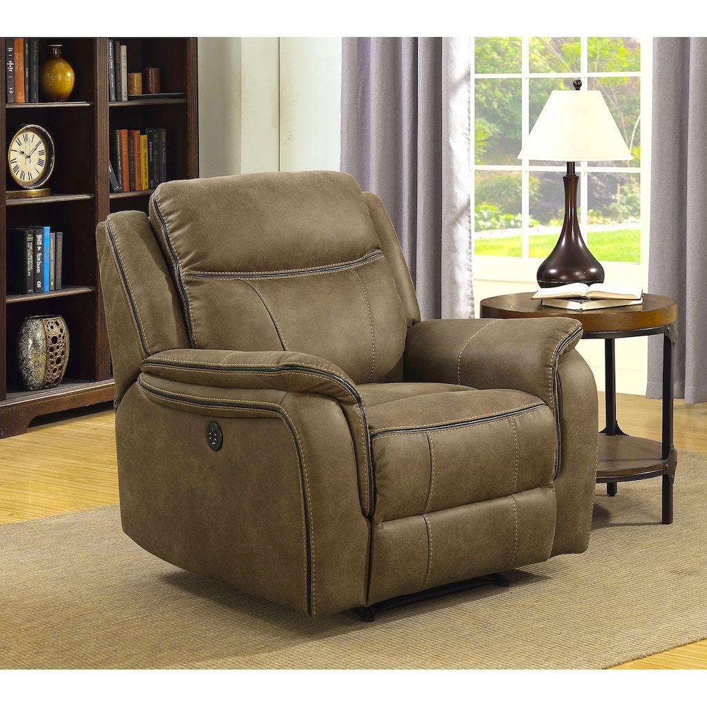Hudson Power Recliner with Memory Foam Seat Topper, USB Charging Port and Power Adjustable Headrest