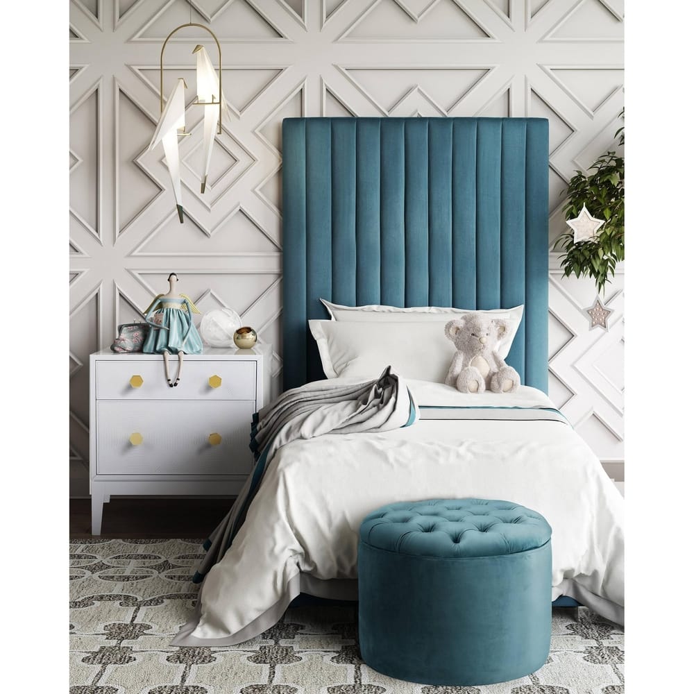 Queen Velvet Storage Ottoman