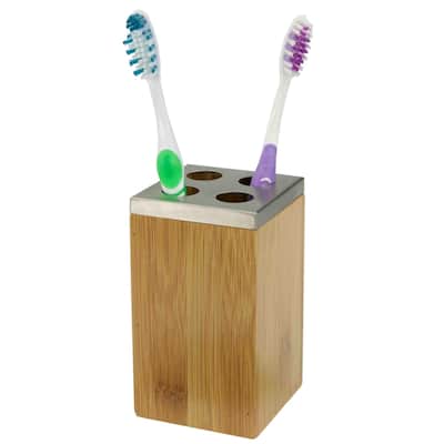 Natural Wood Toothbrush Holder (4.5"X2.5")