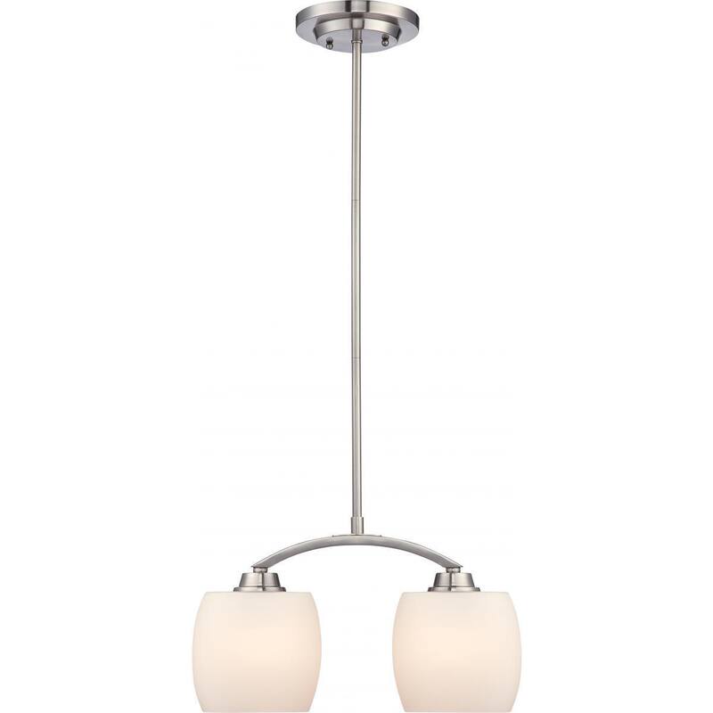 Nuvo Lighting Helium Brushed Nickel 2-light Mini Pendant with Satin White Glass Shades - Pewter - Width 15.00", Height 33"