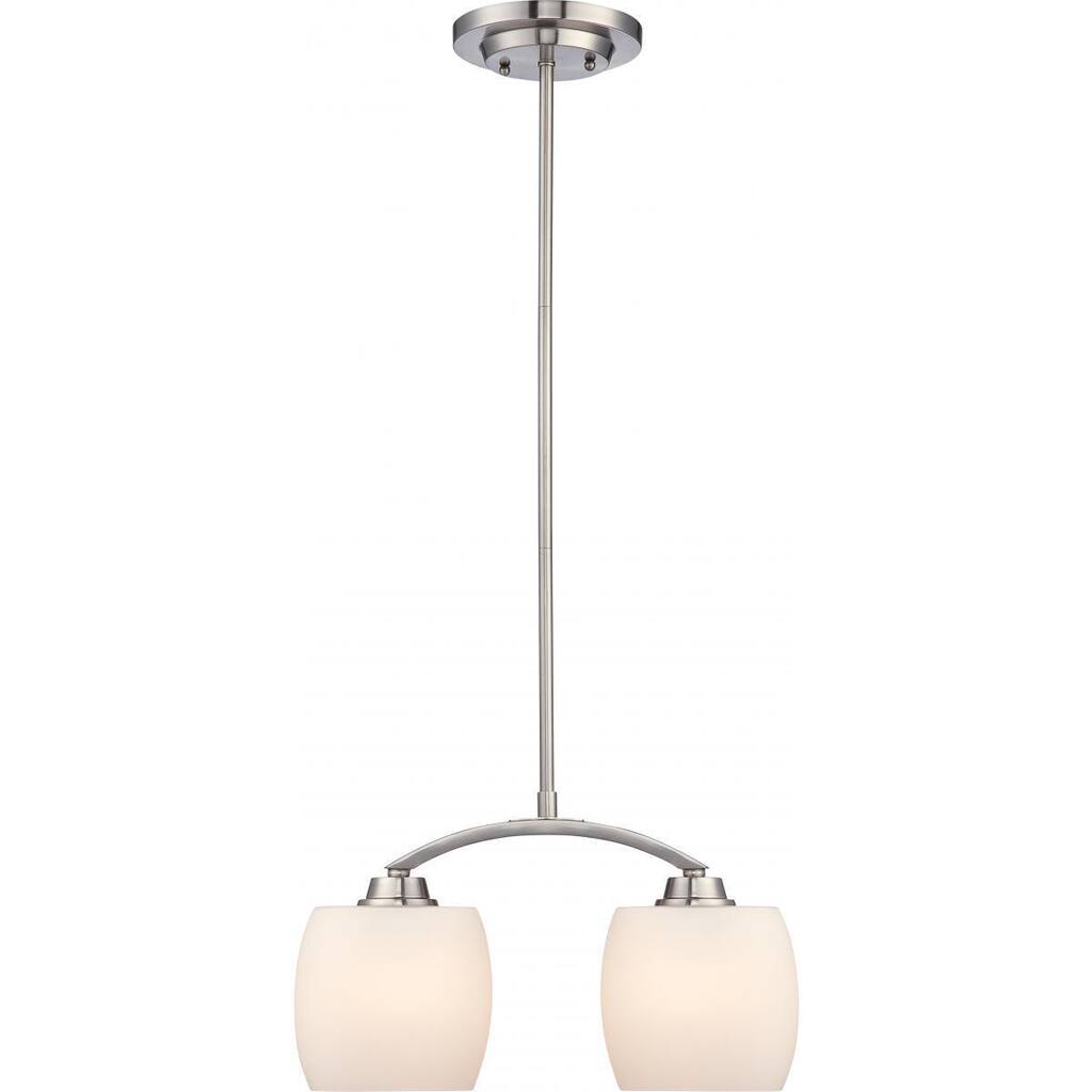 Nuvo Lighting Helium Brushed Nickel 2-light Mini Pendant with Satin White Glass Shades - Pewter - Width 15.00", Height 33"