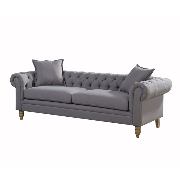 Christies Home Living Juliet Small Chesterfield Linen Fabric Christies Home Living Juliet Small Chesterfield Linen Fabric Sofa Grey