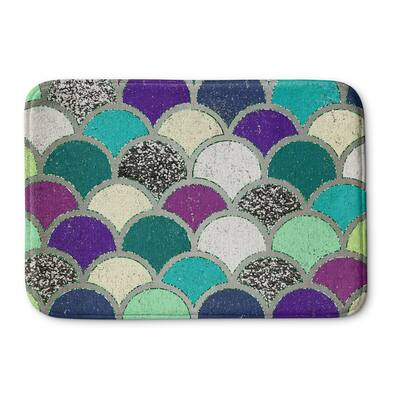 Kavka Designs Blue/Green/Pink/Grey Mermaid Scales Memory Foam Bath Mat