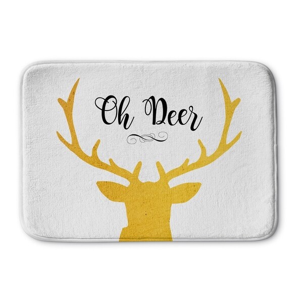 Kavka Designs White/Gold Oh Deer Memory Foam Bath Mat