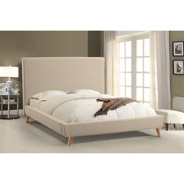 Abbyson Bartlett Ivory Mid Century Upholstered Platform Bed Abbyson Bartlett Ivory Mid Century Upholstered Platform Bed