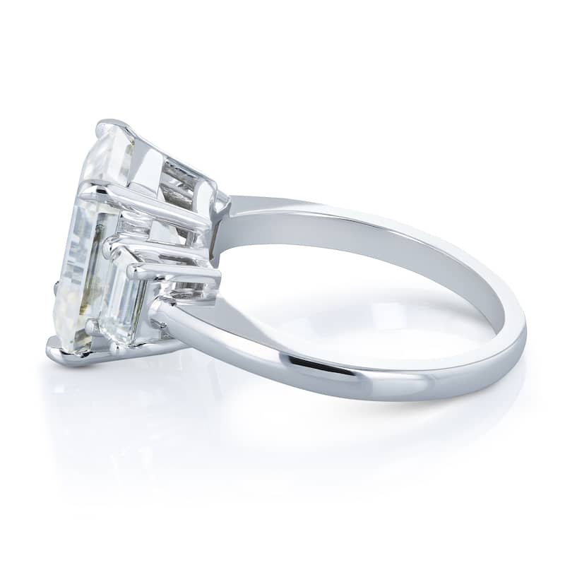 Kobelli 5.50 Carats Moissanite 14k Solid Gold Emerald-cut Bold 3-Stone Echo Engagement Ring