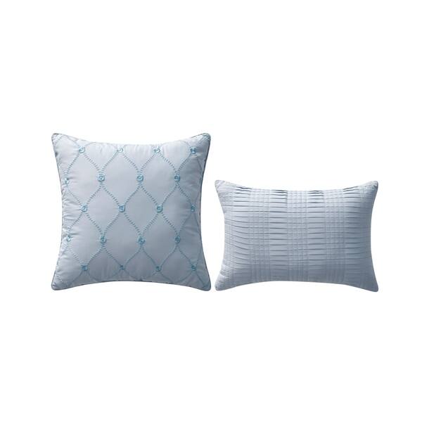 Shop Wonder Home Mona 5 Piece Pleated Comforter Set Queen Light