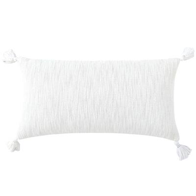 Cotton Textured Throw Pillow with Tassels