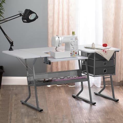 Studio Designs Eclipse Ultra Grey and White Wood Top Sewing Table