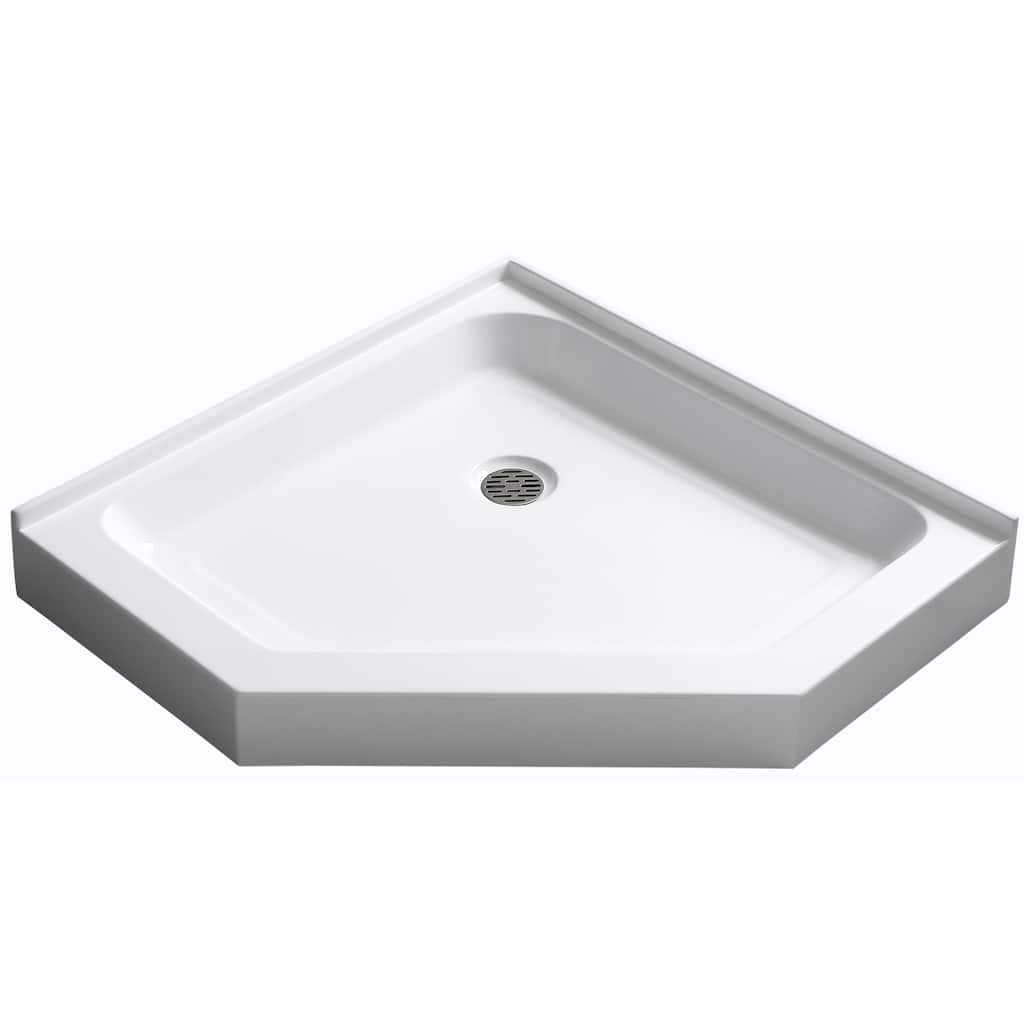 Randi 36 x 36 in. Neo-Angle Double Threshold Shower Base in White