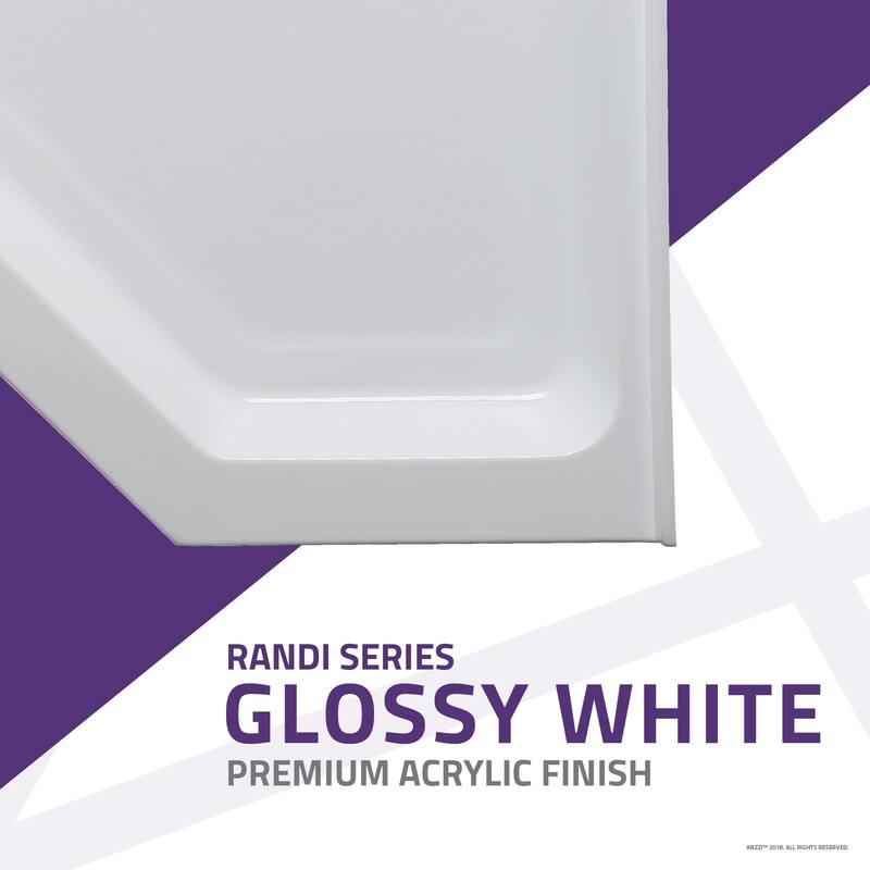 Randi 36 x 36 in. Neo-Angle Double Threshold Shower Base in White