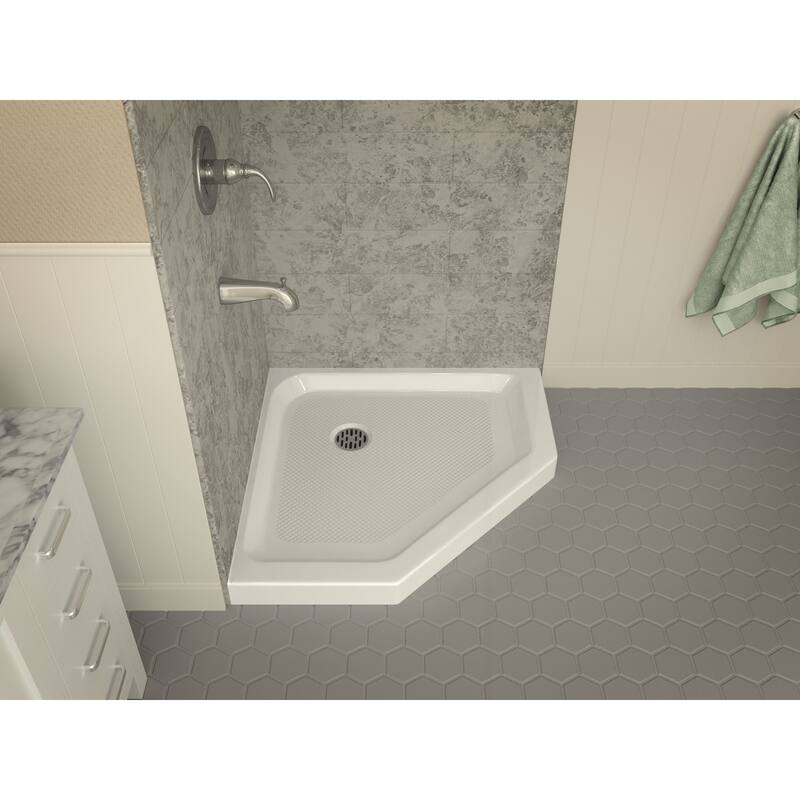 Randi 36 x 36 in. Neo-Angle Double Threshold Shower Base in White