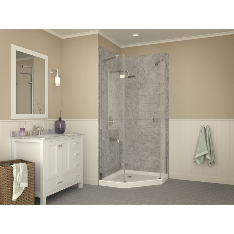 Randi 36 x 36 in. Neo-Angle Double Threshold Shower Base in White
