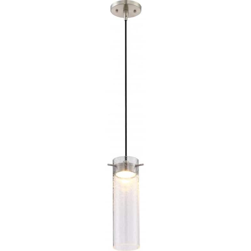 Pulse LED Mini Pendant with Clear Seeded Glass; Brushed Nickel Finish - Brushed Nickel