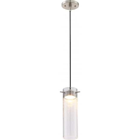 Pulse LED Mini Pendant with Clear Seeded Glass; Brushed Nickel Finish - Brushed Nickel