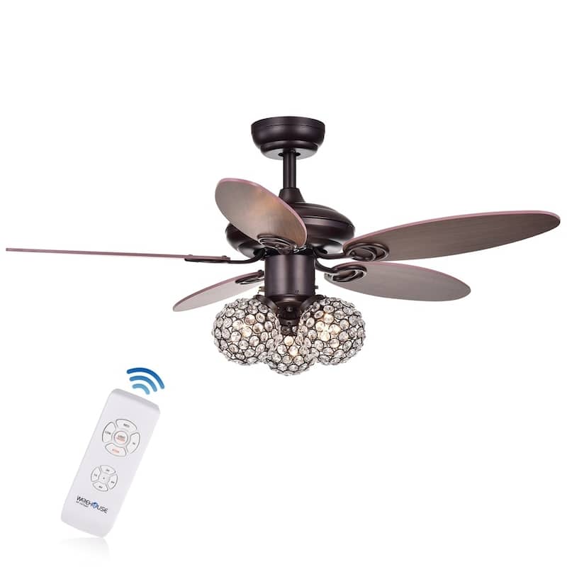 Casimer 5-blade 3-light Crystal Bronze Ceiling Fan