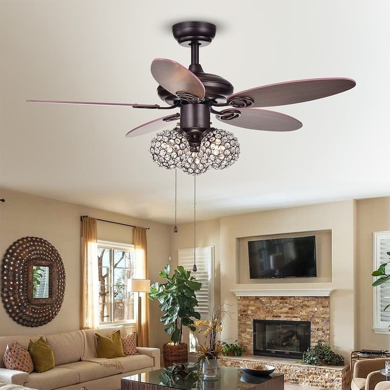 Casimer 5-blade 3-light Crystal Bronze Ceiling Fan