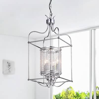Dafne 4-Light 13-Inch Chrome Box Cage Pendant
