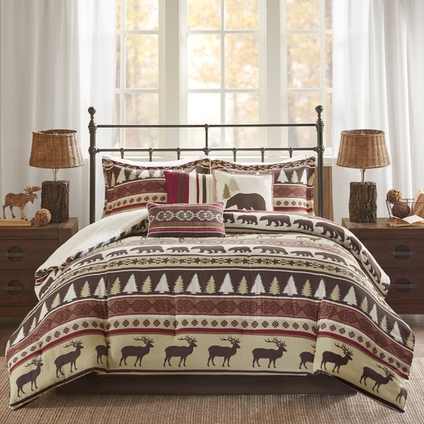 Madison Park Butte Red 7-piece Printed Herringbone Comforter Set