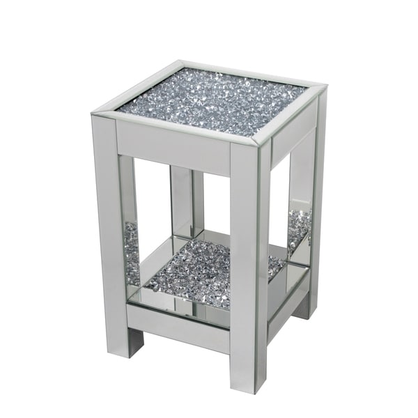 Best Quality Furniture Mirrored End Table with Encased Crystals