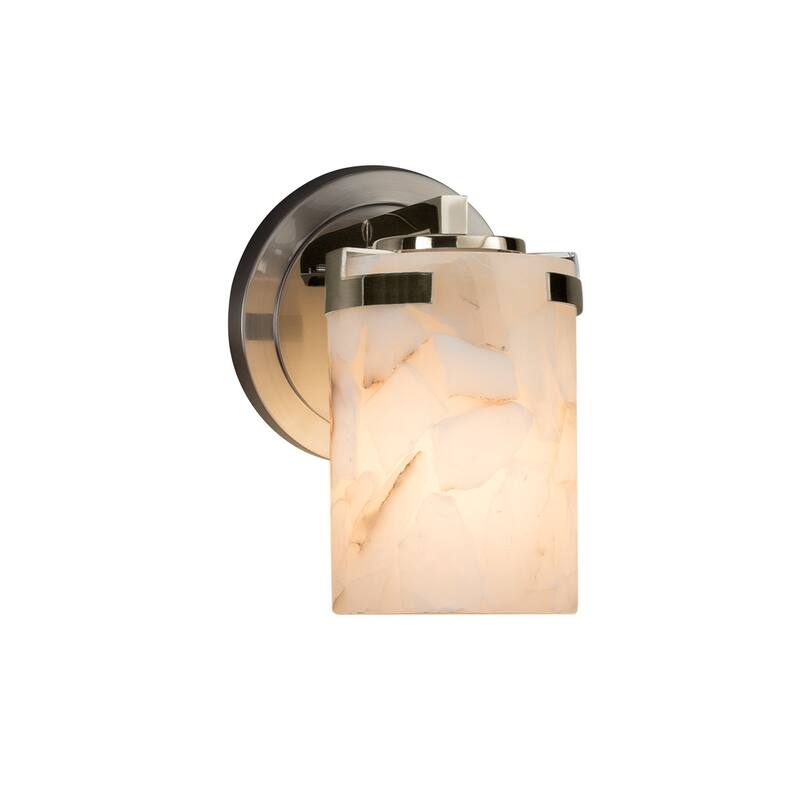 Justice Design Alabaster Rocks Atlas 1-light Brushed Nickel Wall Sconce, Cylinder - Flat Rim Shade