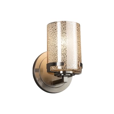 Justice Design Fusion Atlas 1-light Brushed Nickel Wall Sconce, Mercury Cylinder - Flat Rim Shade