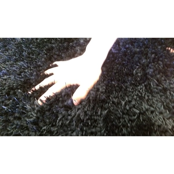 Black Shag Area Rug Two Inch Pile Thick with Cotton Backing - 5' x 7'