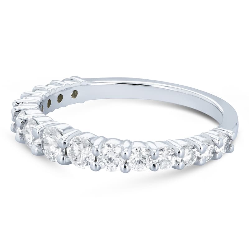 Annello by Kobelli 14k White Gold 3/4 Carat TDW Graduated Diamonds Wedding Band