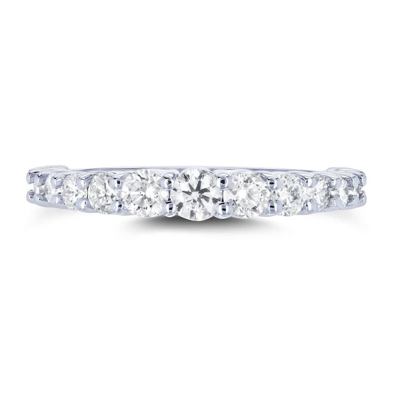 Annello by Kobelli 14k White Gold 3/4 Carat TDW Graduated Diamonds Wedding Band