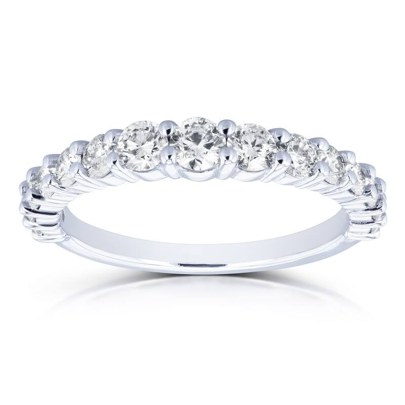 Annello by Kobelli 14k White Gold 3/4 Carat TDW Graduated Diamonds Wedding Band