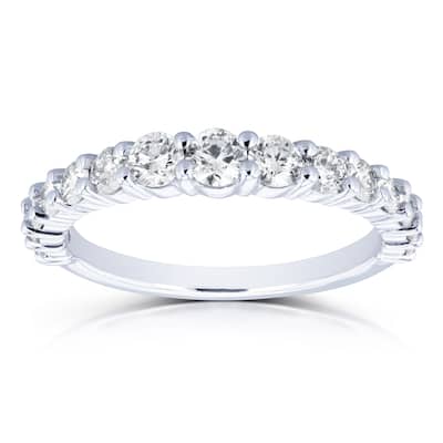 Annello by Kobelli 14k White Gold 3/4 Carat TDW Graduated Diamonds Wedding Band