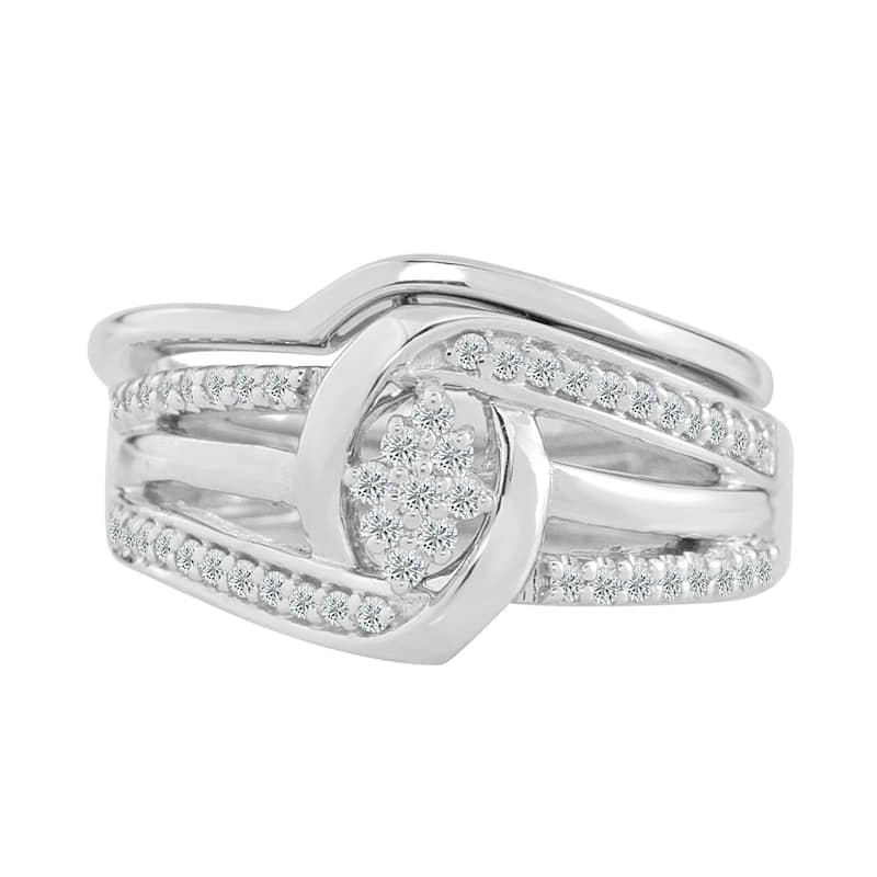 Auriya Contemporary Round 1/4ct TDW Diamond Engagement Ring Set 14k Gold